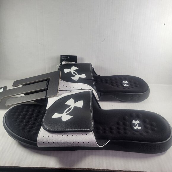 Under Armour Men Insite Pro SL Black & White Adjustable Slide Sandals Size 17 - Picture 4 of 6